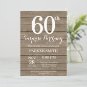 Rustic Surprise 60th Birthday Invitation (Standing Front)