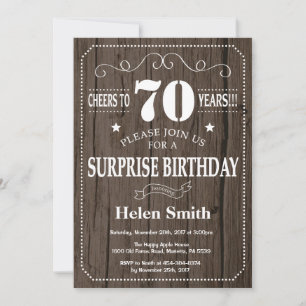Rustic Surprise 70th Birthday Invitation