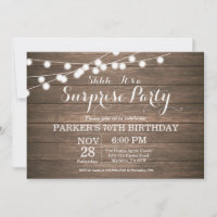 Rustic Surprise 70th Birthday Invitation Wood