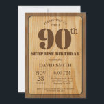 Rustic Surprise 90th Birthday Invitation Wood<br><div class="desc">Rustic Surprise 90th Birthday Invitation with Rustic Wood Background. Vintage Retro Country. Adult Birthday. Male Men or Women Birthday. Kids Boy or Girl Lady Teen Teenage Bday Invite. 13th 15th 16th 18th 20th 21st 30th 40th 50th 60th 70th 80th 90th 100th. Any Age. For further customization, please click the "Customize...</div>