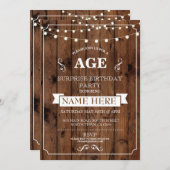 Rustic Surprise Birthday Party Any Age wood Invite (Front/Back)