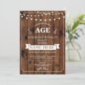 Rustic Surprise Birthday Party Any Age wood Invite (Standing Front)
