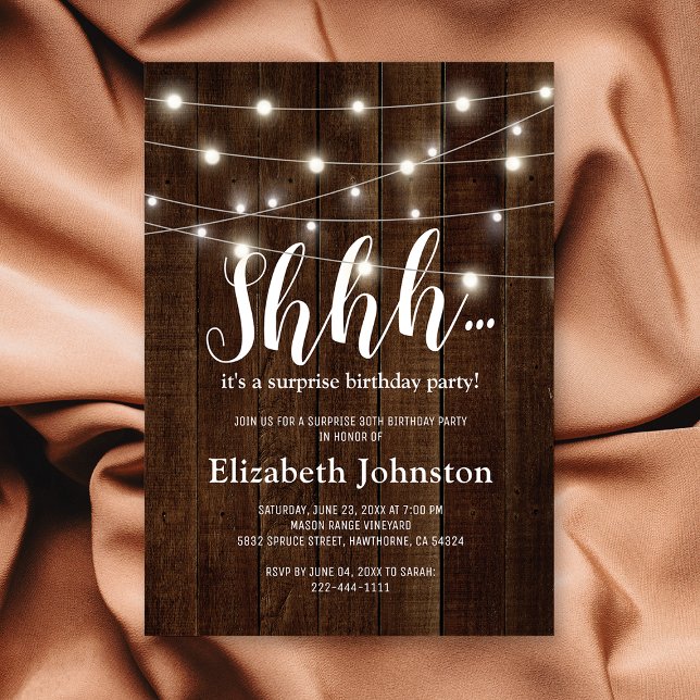 Rustic Surprise Birthday Party Invitation (Creator Uploaded)