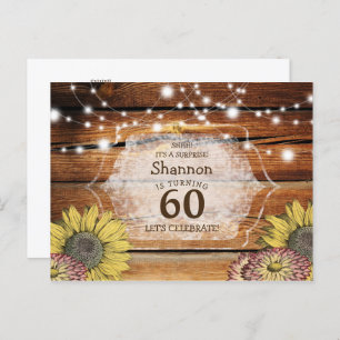 Rustic Surprise Floral 60th Birthday Postcard