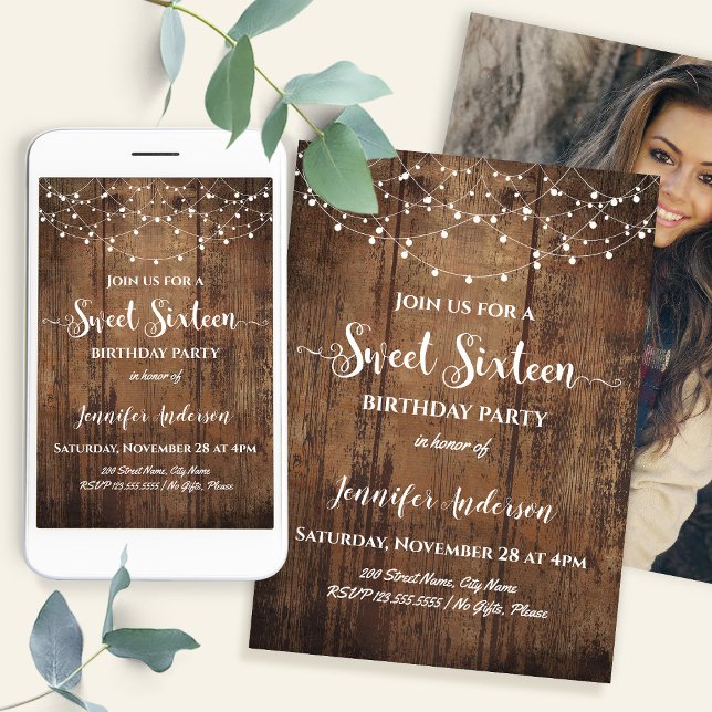 Rustic Sweet 16 Birthday Party Invitation (Creator Uploaded)
