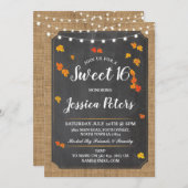 Rustic Sweet 16 Party Fall Chalk Lights Invite (Front/Back)