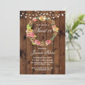 Rustic Sweet 16 Party Floral Wreath Flowers Invite (Standing Front)