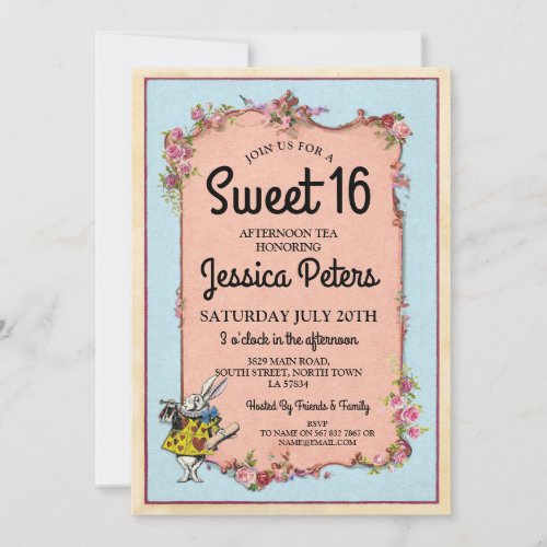 Rustic Sweet 16 Party Wonderland Rabbit Tea Invite