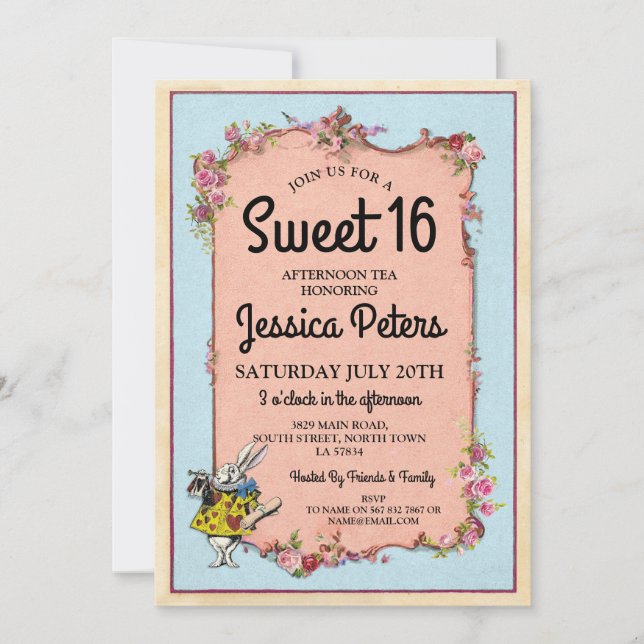 Rustic Sweet 16 Party Wonderland Rabbit Tea Invite (Front)