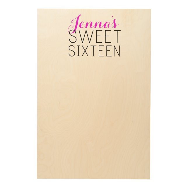 Rustic Sweet 16 Sign-In Board Wood Wall Art (Front)