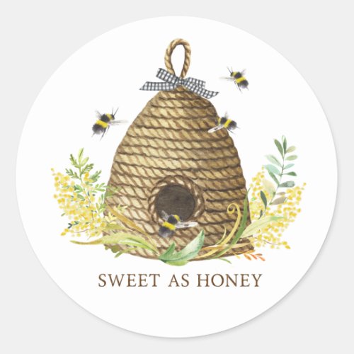 Rustic Sweet As Honey Bee Hive  Glass Classic Round Sticker