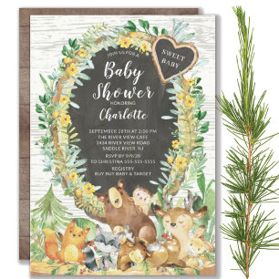 Rustic Sweet Baby Woodland Animals Baby Shower Invitation