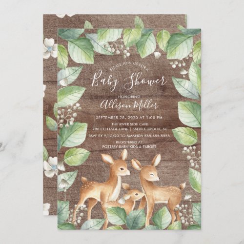 Rustic Sweet Deer Couple Baby Shower Invitation