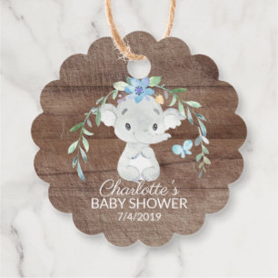 Rustic Sweet Elephant Baby Shower Favor Gift Tag