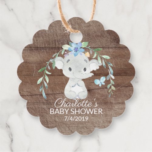 Rustic Sweet Elephant Baby Shower Favor Gift Tag