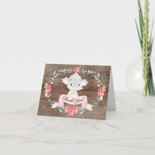 Rustic Sweet Elephant Baby Shower Thank You Note