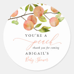 Rustic Sweet Peach Baby Shower Favor Classic Round Classic Round Sticker