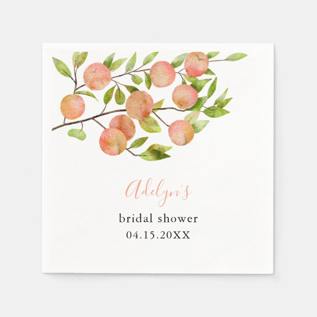 Rustic Sweet Peach Bridal Shower Napkins (Front)
