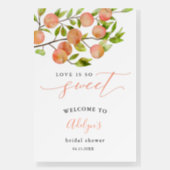 Rustic Sweet Peach Bridal Shower Welcome Sign (Front)
