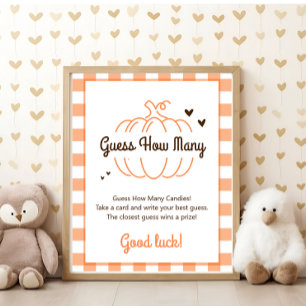 Rustic Sweet Pumpkin Baby Shower Guess How Many Poster