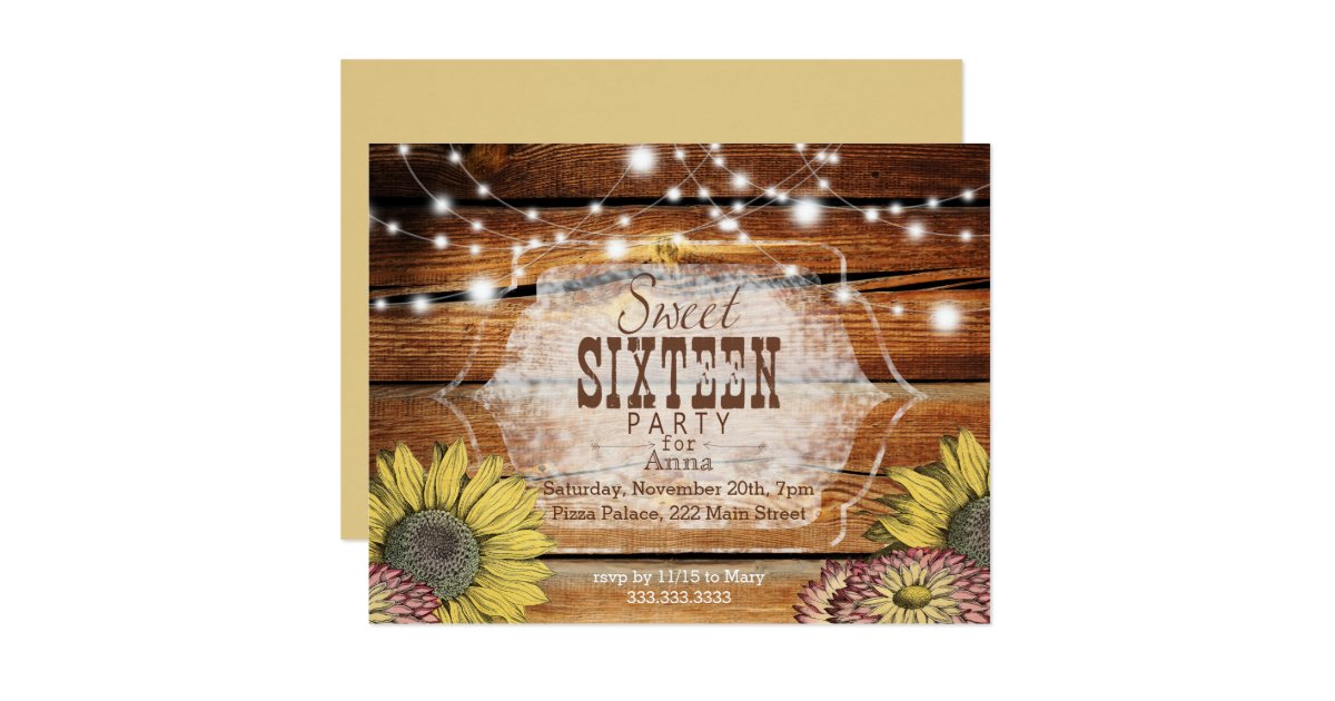 Rustic Sweet 16 Invitations 4