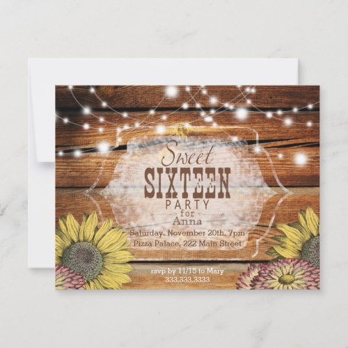 Rustic Sweet Sixteen Party Invitation