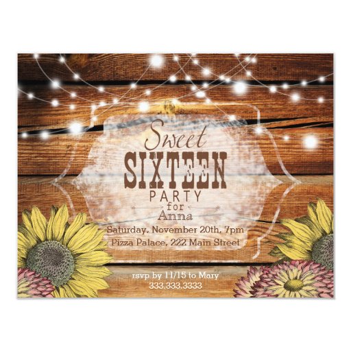 Rustic Sweet 16 Invitations 3