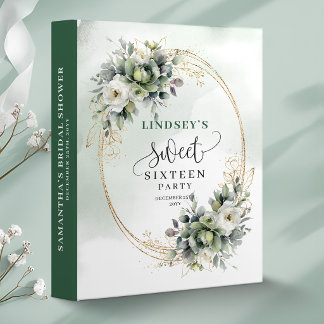 Rustic Sweet Sixteen Sage Green Foliage Memory 3 Ring Binder