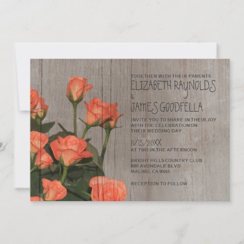 Rustic Sweetheart Roses Wedding Invitations