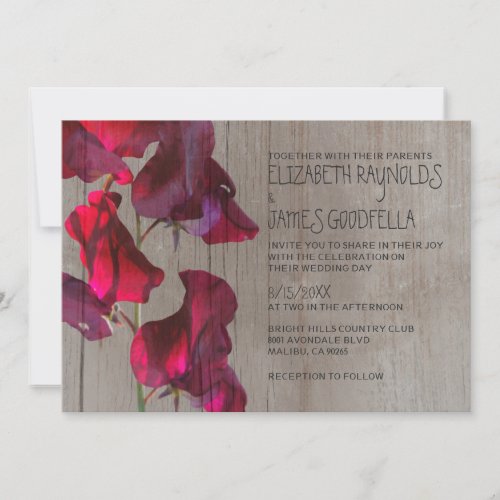 Rustic Sweetpea Wedding Invitations