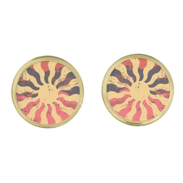 Rustic Symmetrical Sun Cufflinks (Front)