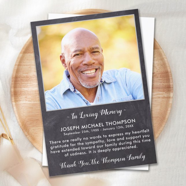 Rustic Sympathy Loving Memory Photo Funeral Thank You Card (Creator Uploaded)