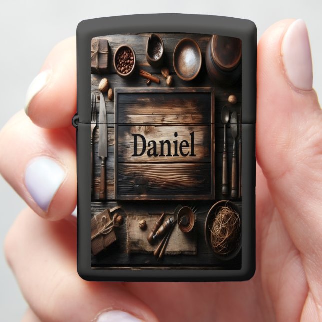 Rustic Table Setting For Daniel Zippo Lighter (In Hand)