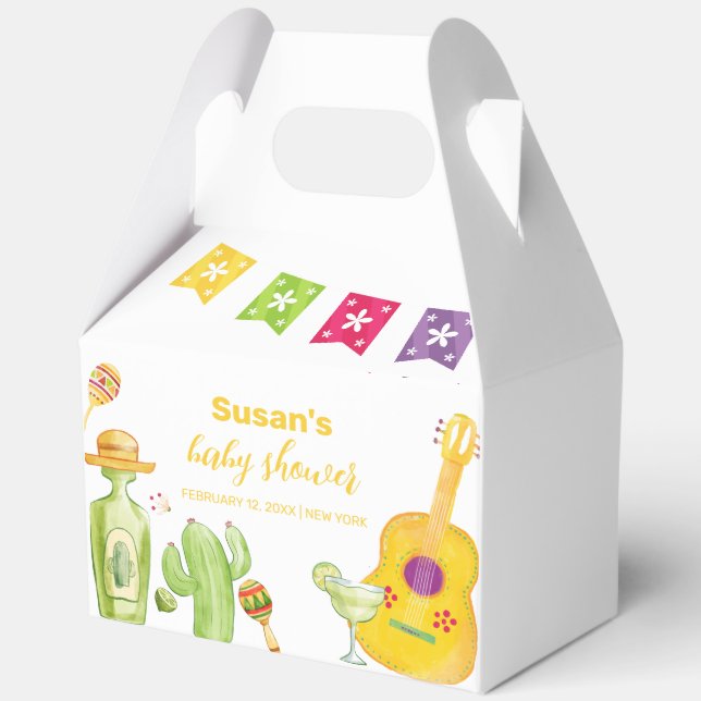 Rustic Taco 'Bout Cactus Lime Guitar Baby Shower Favor Boxes (Back)