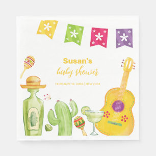 Rustic Taco 'Bout Cactus Lime Guitar Baby Shower Napkins