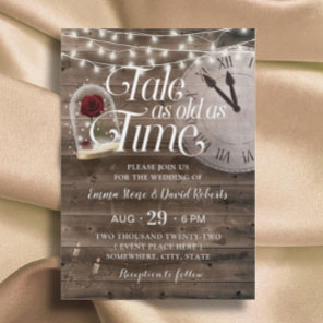Rustic Tale as Old as Time Fairytale Wedding Invitation