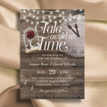 Rustic Tale As Old As Time Fairytale Wedding Invitation by myinvitation at Zazzle