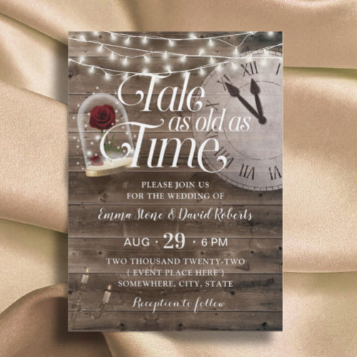 Rustic Tale as Old as Time Fairytale Wedding Invitation