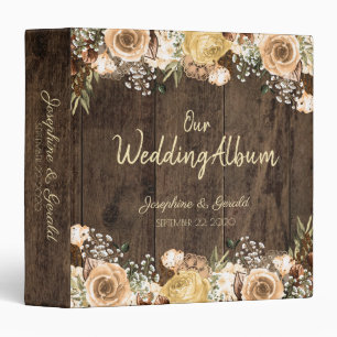 Rustic Tan Bird Wood Country Wedding Planner 3 Ring Binder
