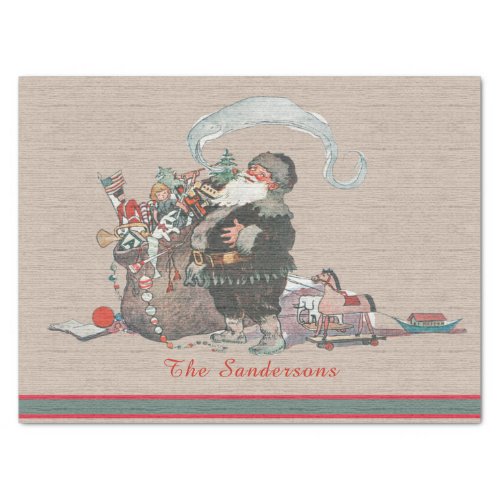 Rustic Tan Christmas Vintage Old World  Santa Tissue Paper