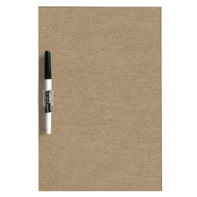 Rustic tan grain sack burlap fabric pattern dry erase board (Front)