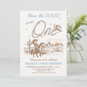Rustic Tan How the West Was One 1st Birthday Invitation