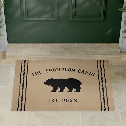 Rustic Tan Personalized Bear Doormat