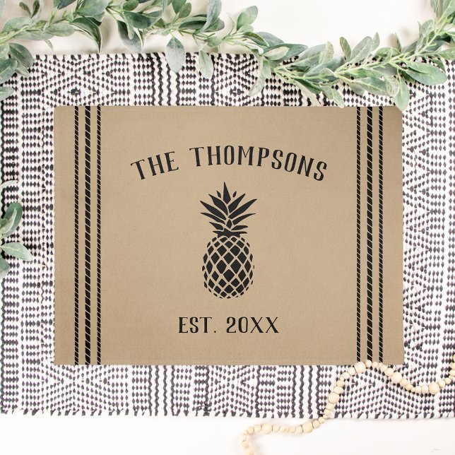 Rustic Tan Personalized Pineapple Doormat (Creator Uploaded)