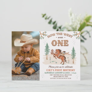 Rustic Tan Photo How West Was One 1st Birthday Invitation