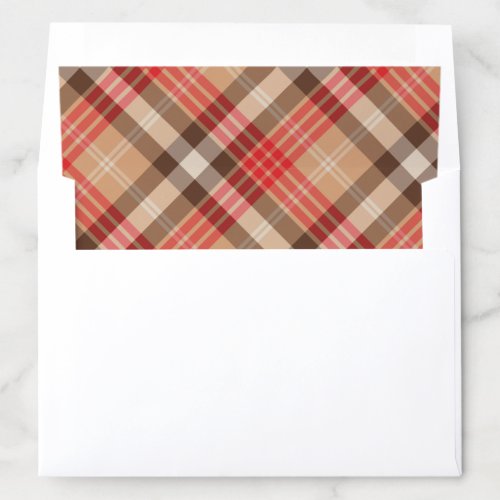 Rustic Tan Red Brown Holiday Tartan Plaid Pattern Envelope Liner