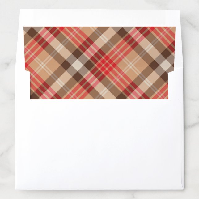 Rustic Tan Red Brown Holiday Tartan Plaid Pattern Envelope Liner (In Envelope)