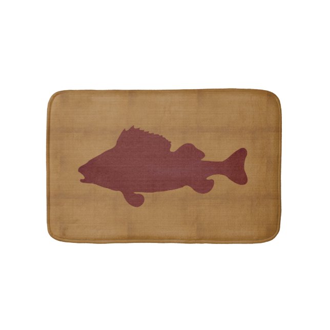 Rustic Tan with Dark Red Fish Bathroom Mat (Front)