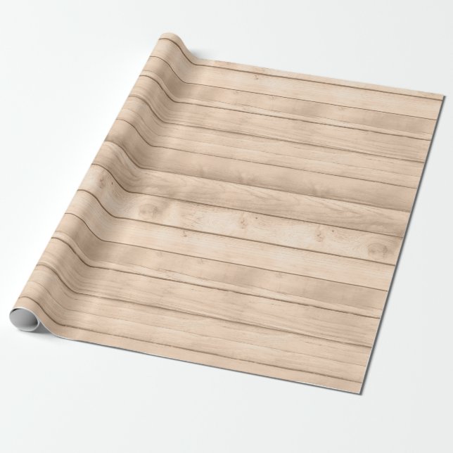 Rustic Tan Wood Wrapping Paper (Unrolled)