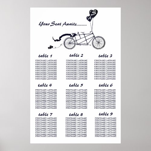 Rustic Tandem Bicycle Wedding Seating Chart